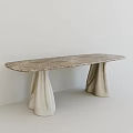 Modern Marble Table With Unique Fluted Pedestal Base And Smooth Surface 3d model