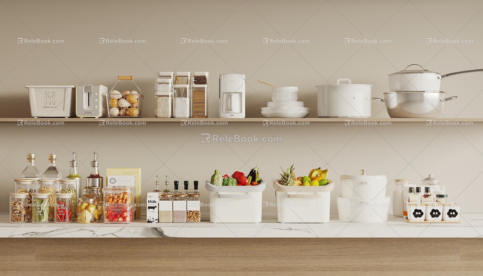 Kitchen supplies combination 3d model