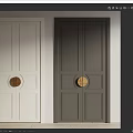 Stylish Double Doors With Light And Dark Color And Brass Round Knobs Design 3d model