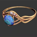 Elegant Gold Bracelet With Blue Gemstone And Small Diamonds Design