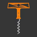 Orange T Handle Corkscrew Tool With Metal Spiral For Wine Bottles