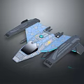Sci Fi Spaceship 3D Model With Streamlined Design And Blue Lighting Details 3d model