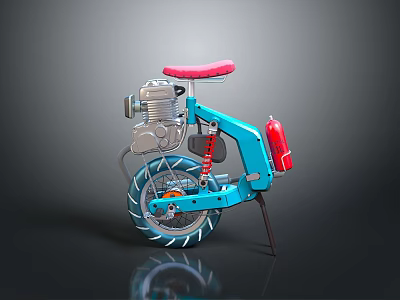 Cosmic Exploration Blue Monowheel Vehicle Featuring Red Seat And Engine Structure 3d model