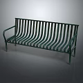 Elegant Green Slatted Metal Bench With Armrests Modern Furniture Design