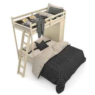 Modern bunk bed for children 3d model