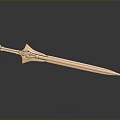 Ornate Golden Sword Design With Decorative Hilt And Sharp Blade