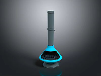 Modern Outdoor Heater Structure With Blue Conical Base And Gray Chimney 3d model