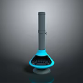 Modern Outdoor Heater Structure With Blue Conical Base And Gray Chimney