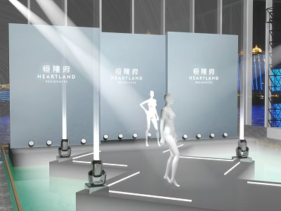 Heartland Themed Event Stage With Mannequins And Lighting 3d model