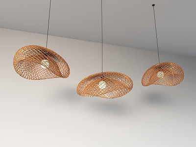 Chandelier Bamboo Chandelier Commercial Store Southeast Asian Restaurant Hotel Homestay Hand-woven Bamboo Lamp 3d model