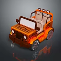 Orange Tiger Stripe Kids Toy Car With Beige Seats And Roof Lights