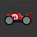 Red Toy Race Car With Number 16 Large Black Wheels Rear Spoiler And Driver Seat
