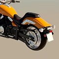 Orange Cruiser Motorcycle With Black Seat White Wheels Streamlined Body And Headlights