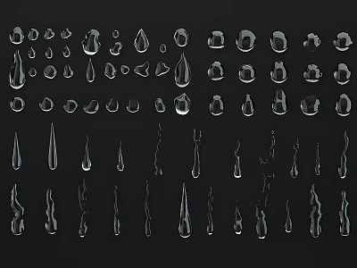 Various Water Drop Shapes As Design Elements With Transparent Liquid Patterns For Creative Projects 3d model