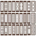 Chinese-style Wooden Window Carved Flower Window Hollow Window Pane Antique Leaky Window Pane Carved Screen Partition Door and Window Grille Component Metal Grille 3d model