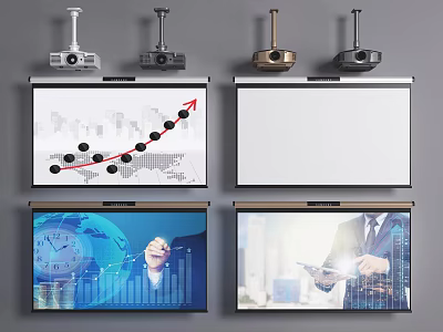 Projection Monitoring System With Projectors Projection Screens And Real Time Data 3d model