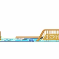 Outdoor Playground Equipment with Wooden Slide Windmill Cottage Sandpit Car Track and Colorful Play Mat