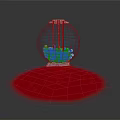 Colorful Gumball Machine With Transparent Glass Globe Yellow Base And Scattered Candies On Dark Background