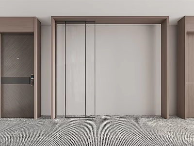 Modern Security Door With Wooden Frame And Glass Panel For Home Entrance Design 3d model