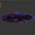 Realistic Blue Fish 3D Render Featuring Red Eyes Shiny Scales And Gray Background