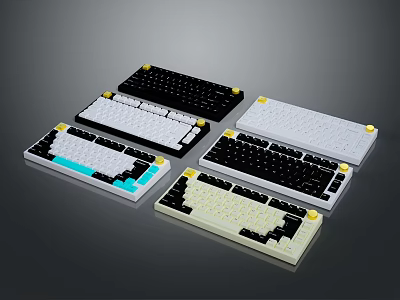 Various Colorful Computer Keyboards Collection With Different Designs And Styles 3d model