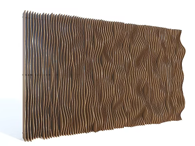 Modern Wavy Wooden Wall Panel With Striped Pattern And Decorative Design 3d model