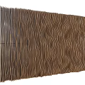 Modern Wavy Wooden Wall Panel With Striped Pattern And Decorative Design 3d model