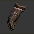 Stylish Red Leather Glove With Brown Cuff And Metallic Strips For Daily Use And Protection