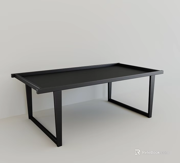 Minimalist Black Coffee Table Featuring Sleek Surface And Sturdy Geometric Legs 3d model