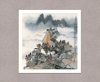 Decorative Painting Twilight Mountain Fang Jun Traditional Chinese Painting 3d model