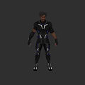 Game Movie Character In Black And Blue Futuristic Battle Suit With Muscular Build