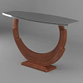 Modern Console Table With Gray Slate Top And Curved Copper Base Design 3d model