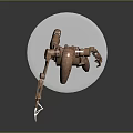 Brown Mechanical Robot Character Standing On White Base With Articulated Joints