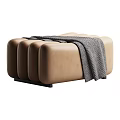 Modern Luxury Upholstered Sofa Stool With Multiple Fabric Choices And Cozy Decorative Throw Blanket