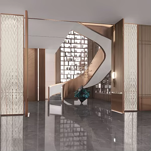 Modern Hall Hotel Lobby 3d model