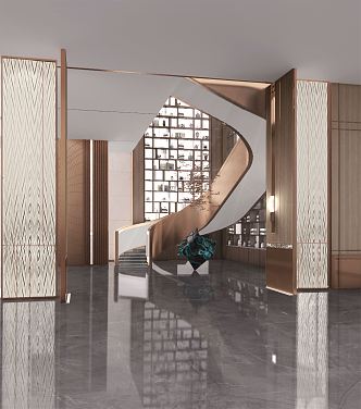 Modern Hall Hotel Lobby 3d model