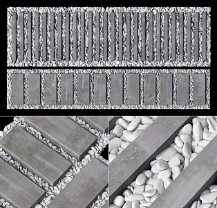 New Chinese Style Slab Road Stone Pavement Pebbles Stone Garden Pavement 3d model