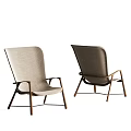 Modern Leisure Chair With Wooden Frame Upholstered Beige Backrest And Angular Legs