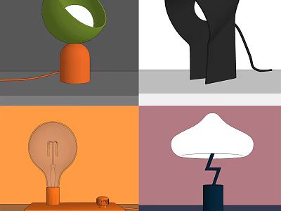 Vibrant Modern Table Lamps With Unique Shapes Colorful Bases And Creative Designs 3d model