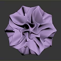Purple Glossy Flower with Ruffled Petals on Dark Background