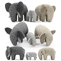 Handmade Knitted Elephant Dolls with Various Sizes and Neutral Colors
