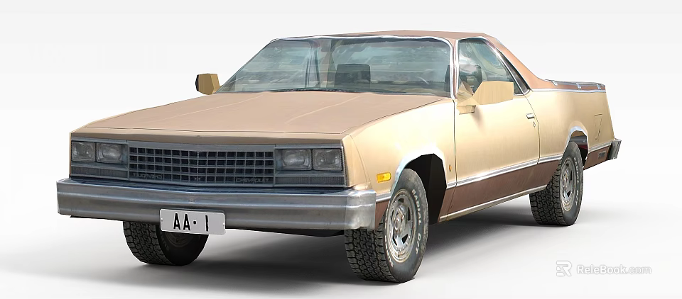 Vintage Car Themed Locker With Gold And Brown Color And AA1 License Plate Decor 3d model 