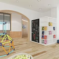 Kindergarten School Reception Area With Wooden Decor And Branding