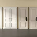 White Security Doors with Various Panel Designs and Modern Handles 3d model