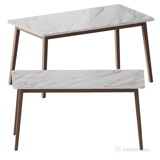 Elegant Luxury Modern Dining Table With Marble Top And Metal Legs Design 3d model 