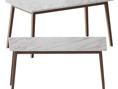 Elegant Luxury Modern Dining Table With Marble Top And Metal Legs Design 3d model