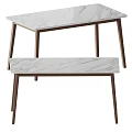 Elegant Luxury Modern Dining Table With Marble Top And Metal Legs Design