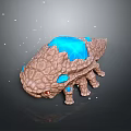 Fantasy Character Design Of Rock Like Creature With Blue Glowing Parts And Red Eyes