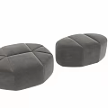 Gray Velvet Tufted Round Stool With Soft Cushioned Comfortable Seat Design 3d model