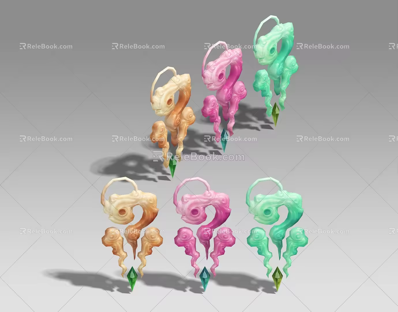 Three-Shading Two-Shading Jade Peibao Jade Jade Jewel Moire Jade Magic Treasure Realistic Game Style Hand-painted Style 3d model